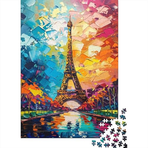 1000-teiliges Puzzle, Eiffelturm, kreatives quadratisches Puzzle für Kinder und Holzpuzzle als Geschenk für Kinder, 1000 Teile (75 x 50 cm) von XJmoney