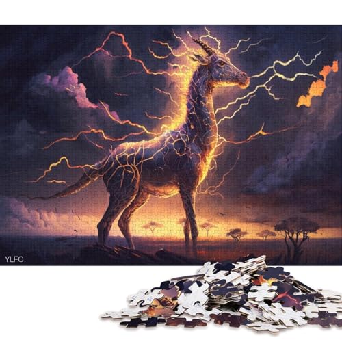 1000-teiliges Puzzle, Fantasiekunst, Giraffe, Puzzle, Puzzle zum Zusammenbauen, Spielzeug, interaktives Familienspiel, 1000 Teile (75 x 50 cm) von XJmoney