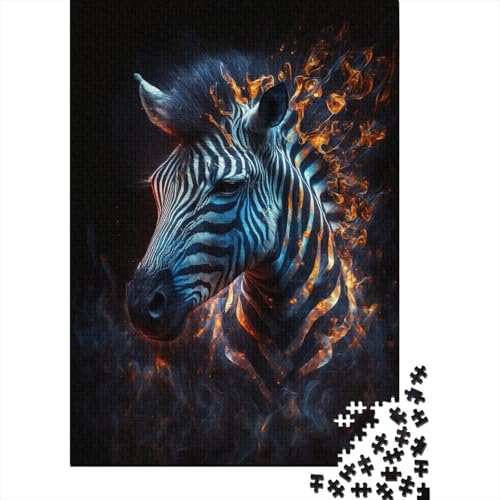 1000-teiliges Puzzle, Feuertier, Zebra, kreatives quadratisches Puzzle für Kinder und Jugendliche, Holzpuzzle, Spielzeug, Denkspiel, 1000 Teile (75 x 50 cm) von XJmoney