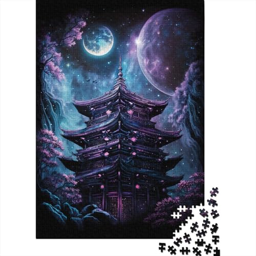 1000-teiliges Puzzle, Galaxie, japanischer Tempel, kreatives quadratisches Puzzle für Kinder und Holzpuzzle, Lernspielzeug, 1000 Stück (75 x 50 cm) von XJmoney