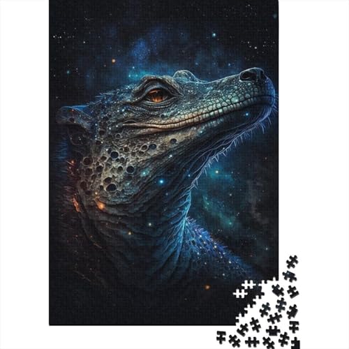 1000-teiliges Puzzle, Galaxie-Krokodil, kreatives quadratisches Puzzle für Kinder und Holzpuzzle, anspruchsvolles Spiel, 1000 Teile (75 x 50 cm) von XJmoney