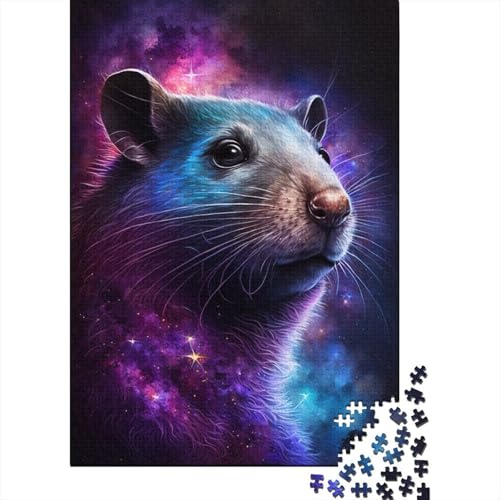 1000-teiliges Puzzle, Galaxie-Tiermaus, kreatives quadratisches Puzzle für Teenager, Holzpuzzle, Spielzeug, Denkspiel, 1000 Teile (75 x 50 cm) von XJmoney