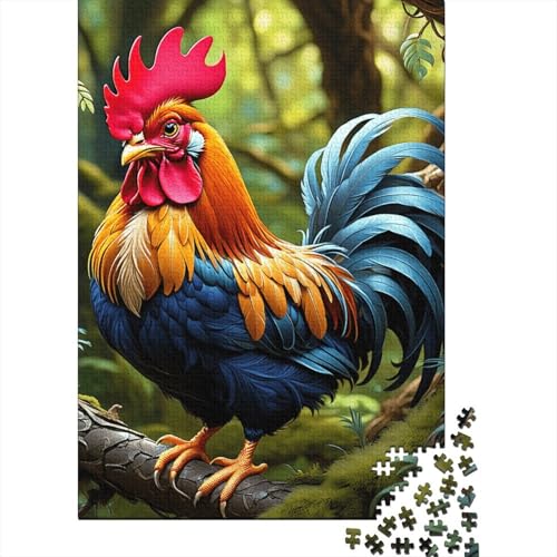 1000-teiliges Puzzle, Geflügel-Hahn, Puzzle für Kinder, Holzbrett-Puzzle, Heimdekoration, Puzzle-Spielzeug, 1000-teilig (75 x 50 cm) von XJmoney