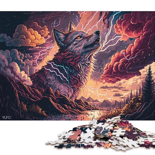 1000-teiliges Puzzle, Kunst, Wolf, Tiere, für Kinder, Puzzle, Lernspielzeug, 1000 Teile (75 x 50 cm) von XJmoney