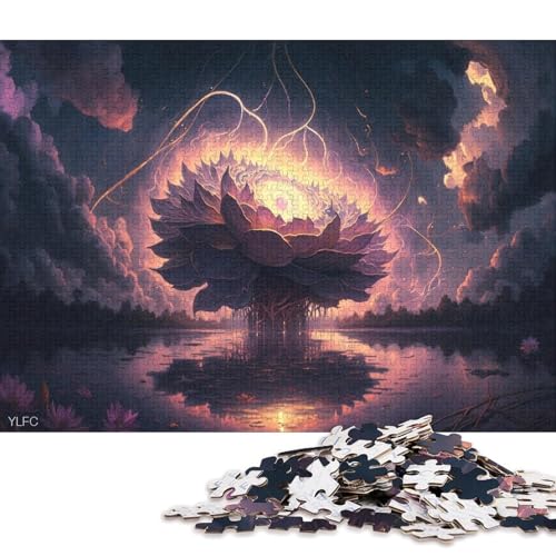 1000-teiliges Puzzle, Kunst-Lotusblumen-Puzzle, Puzzle zum Zusammenbauen, Spielzeug, interaktives Familienspiel, 1000 Teile (75 x 50 cm) von XJmoney