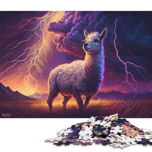 1000-teiliges Puzzle, Kunsttiere, Alpaka, Puzzle, Puzzle zum Zusammenbauen, Spielzeug, interaktives Familienspiel, 1000 Teile (75 x 50 cm) von XJmoney