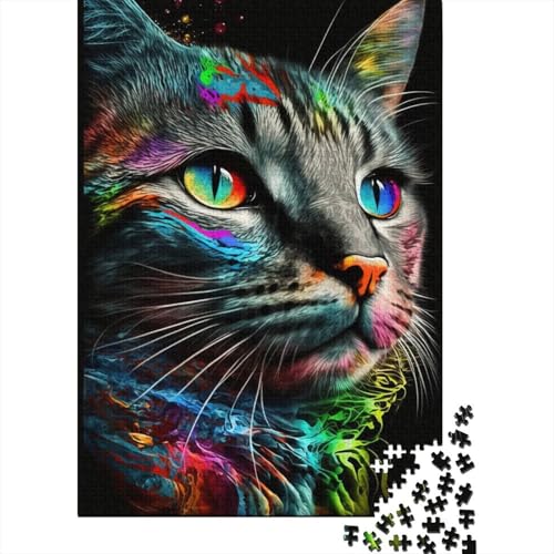 1000-teiliges Puzzle, Porträt Einer schönen Katze, kreatives quadratisches Puzzle für Teenager, Holzpuzzle, Spielzeug, Denkspiel, 1000 Teile (75 x 50 cm) von XJmoney