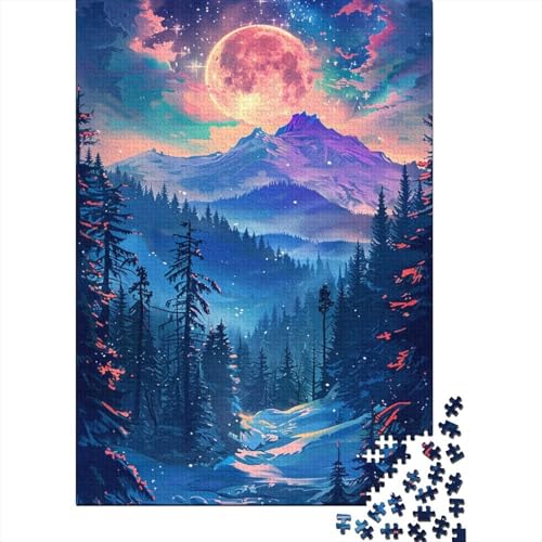 1000-teiliges Puzzle, Schneebedeckte Berge bei Nacht, Puzzles für Kinder, Lernspiel aus Holz, Puzzles für Erwachsene, 1000 Stück (75 x 50 cm) von XJmoney