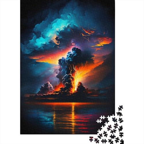 1000-teiliges Puzzle, farbenfrohe psychedelische Vulkane, quadratische Puzzles für Kinder, Holzpuzzles, Familienunterhaltungsspielzeug, 1000 Stück (75 x 50 cm) von XJmoney