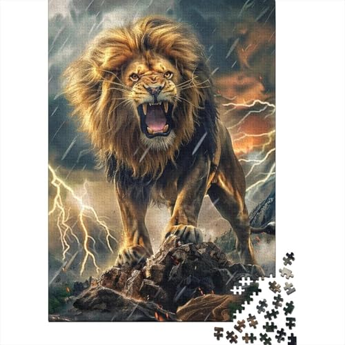 1000-teiliges Puzzle, künstlerisches Löwen-Puzzle für Erwachsene, Holzbrett-Puzzle, Lernspiele, Heimdekorations-Puzzle, 1000 Teile (75 x 50 cm) von XJmoney