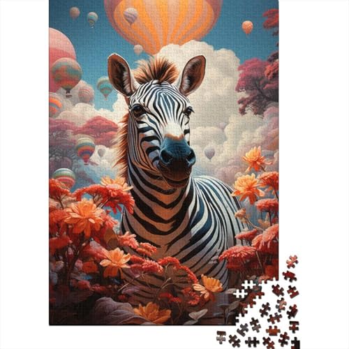 1000-teiliges Puzzle, künstlerisches Zebra-Puzzle für Erwachsene, Holzbrett-Puzzle, Erwachsene und 1000 Teile (75 x 50 cm) von XJmoney