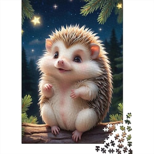 1000-teiliges Puzzle, süßes Igel-Puzzle für Kinder, Holzbrett-Puzzle, Heimdekoration, Puzzle-Spielzeug, 1000-teilig (75 x 50 cm) von XJmoney