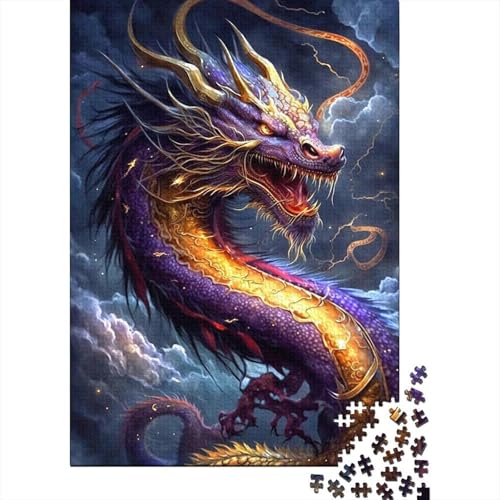 1000-teiliges Puzzle „Cosmic Fantasy Dragon“ für Kinder, Holzpuzzle, Lernspielzeug, 1000 Stück (75 x 50 cm) von XJmoney