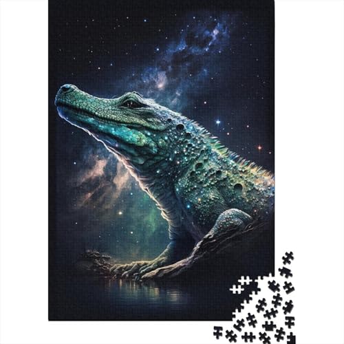 1000-teiliges Puzzle „Galaxie-Krokodil“, quadratisches Puzzle für Kinder und Holzpuzzle, Heimdekoration, Puzzle 1000 Teile (75 x 50 cm) von XJmoney