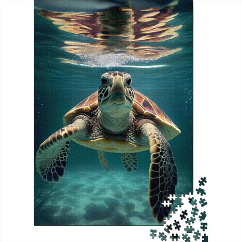 1000-teiliges Puzzle „Schildkröte, Wasser, Meer“ für Erwachsene Teenager. Holzpuzzle für Erwachsene, Familienaktivität, Puzzle 1000 Teile (75 x 50 cm) von XJmoney