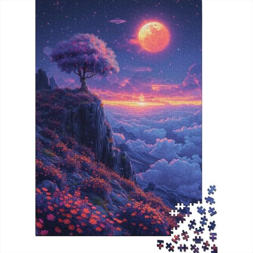 1000-teiliges Puzzle „Wolken und Blumen in den Bergen“, quadratisches Puzzle für Kinder, Holzpuzzle, Lernspielzeug, 1000 Stück (75 x 50 cm) von XJmoney