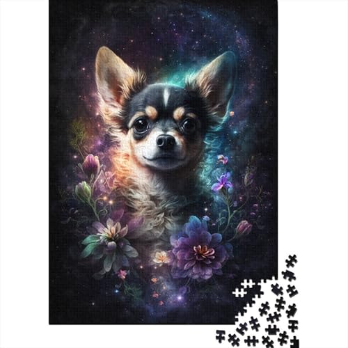 1000-teiliges Puzzle Chihuahua-Blume Kreatives quadratisches Puzzle für Kinder und Jugendliche Holzpuzzle Spielzeug Denkspiel 1000 Teile (75 x 50 cm) von XJmoney