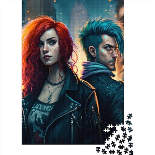 1000-teiliges Puzzle für Erwachsene, Rock Girl – Punk-Puzzle für Erwachsene, rechteckiges Holzpuzzle, kreatives Puzzle, 1000 Teile (75 x 50 cm) von XJmoney