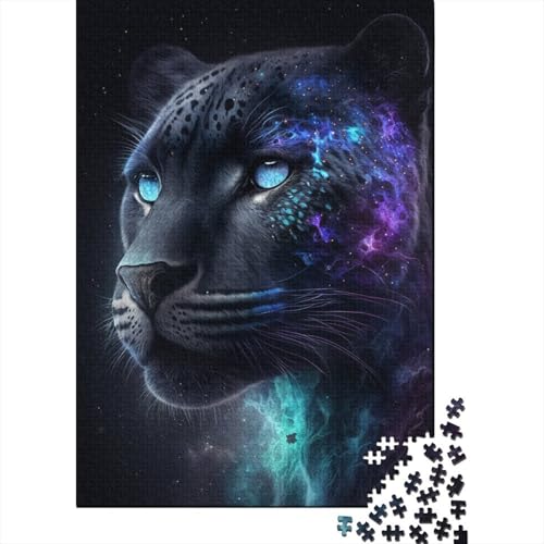 1000-teiliges Puzzle für Kinder, Black Leopard Galaxy Puzzle, Holzpuzzle für Erwachsene, Familienunterhaltungsspielzeug, 1000 Stück (75 x 50 cm) von XJmoney