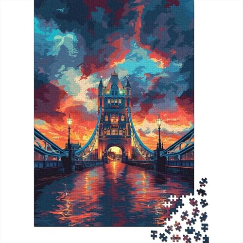 1000-teiliges Puzzle für Kinder, Bridge of England, quadratische Puzzles für Kinder, Holzpuzzle, Spielzeug, Wanddekoration, 1000 Stück (75 x 50 cm) von XJmoney