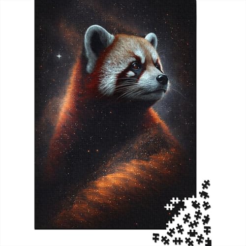 1000-teiliges Puzzle für Kinder, Galaxie, roter Waschbär, quadratische Puzzles für Kinder, Holzpuzzle, Spielzeug, Wanddekoration, 1000 Stück (75 x 50 cm) von XJmoney