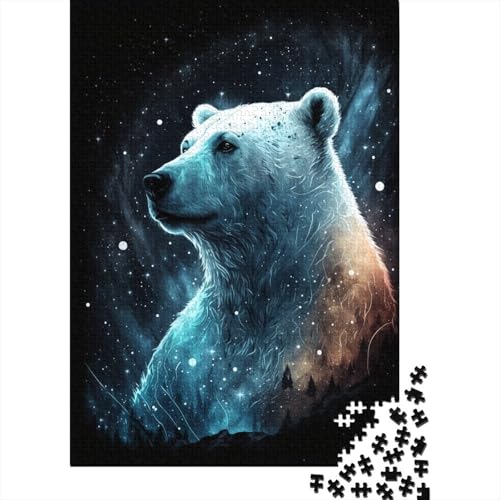 1000-teiliges Puzzle für Kinder, Galaxie-Eisbär, Puzzle für Kinder und Jugendliche, Holzpuzzle, Puzzle für Puzzleliebhaber, 1000 Teile (75 x 50 cm) von XJmoney