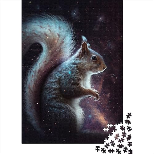 1000-teiliges Puzzle für Kinder, Galaxie-Tier-Eichhörnchen, quadratisches Puzzle für Kinder, Holzpuzzle, Puzzle, praktisches Spiel, 1000 Teile (75 x 50 cm) von XJmoney