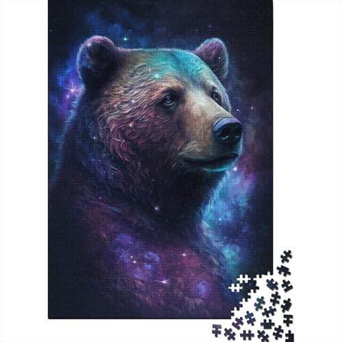 1000-teiliges Puzzle für Kinder, Galaxie-Tiere, Braunbär, quadratische Puzzles für Kinder, Holzpuzzle, Spielzeug, Wanddekoration, 1000 Stück (75 x 50 cm) von XJmoney