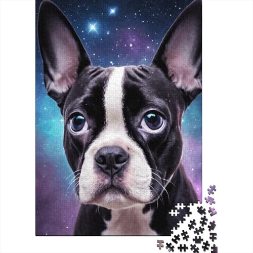 1000-teiliges Puzzle für Kinder, Kunst, Weltraumhunde, Puzzles für Kinder, Holzbrettpuzzle, dekomprimierendes geistiges Lernspielzeug (75 x 50 cm) von XJmoney