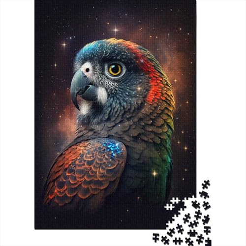 1000-teiliges Puzzle für Kinder, Papageien-Galaxie, quadratische Puzzles für Kinder und Holzpuzzles, Lernspiel, 1000 Stück (75 x 50 cm) von XJmoney