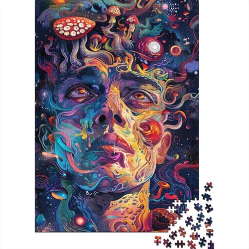 1000-teiliges Puzzle für Kinder, psychedelisches Mädchen, quadratische Puzzles für Kinder & Holzpuzzle, Lernspiel, 1000 Stück (75 x 50 cm) von XJmoney