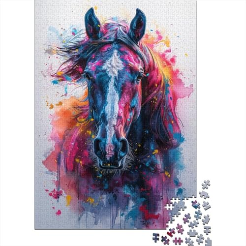 1000-teiliges Puzzle für Kinder, schöne Pferde, quadratische Puzzles für Kinder, Holzpuzzle, Spielzeug, Wanddekoration, 1000 Stück (75 x 50 cm) von XJmoney