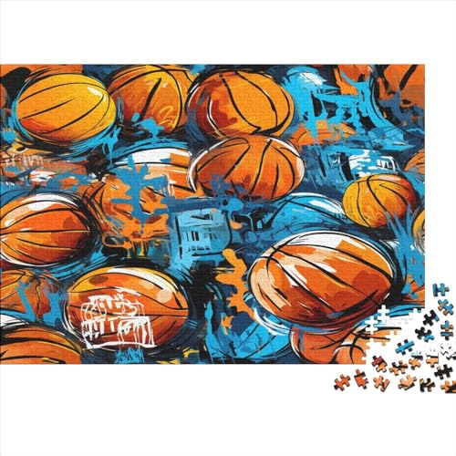 1000-teiliges Puzzle mit Basketballmuster für Erwachsene und Kinder, Holzpuzzle, Lernspielzeug, 1000 Teile (75 x 50 cm) von XJmoney