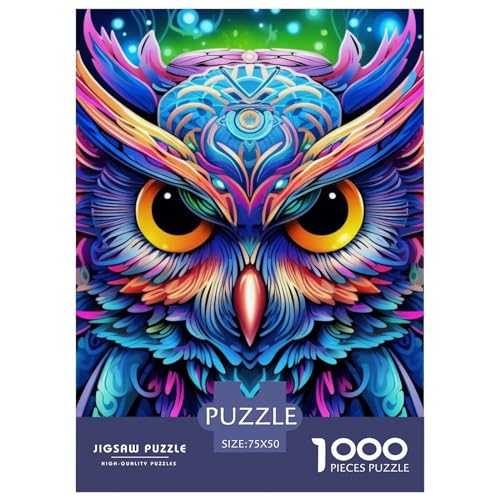 1000-teiliges Puzzle mit Eulentieren für Erwachsene, Teenager, Puzzle für Erwachsene, Lernspiel für Erwachsene, 1000 Teile (75 x 50 cm) von XJmoney