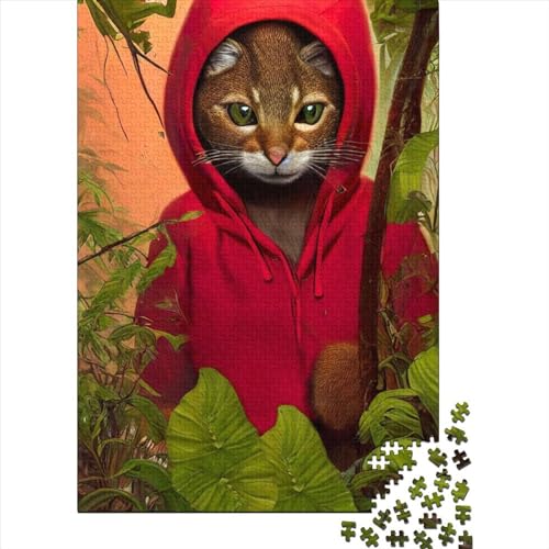 1000-teiliges Puzzle mit Kapuzenpullover und Katze für Teenager, Holzpuzzle für Erwachsene für Kinder, 1000 Teile (75 x 50 cm), anspruchsvolles Puzzle von XJmoney