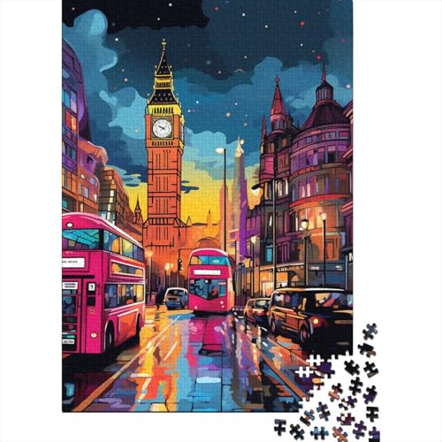 1000-teiliges Puzzle mit Stadtbild von London für Erwachsene Teenager. Holzpuzzle für Erwachsene. Puzzles zum Stressabbau, Spielzeug, 1000 Stück (75 x 50 cm) von XJmoney