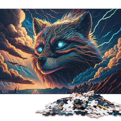 1000-teiliges Puzzle mit Tiermotiv, Waschbär, großes Puzzle, Spielzeug, Geschenk, intellektuelles Entspannungsvergnügen, Familienspiel, 1000 Teile (75 x 50 cm) von XJmoney