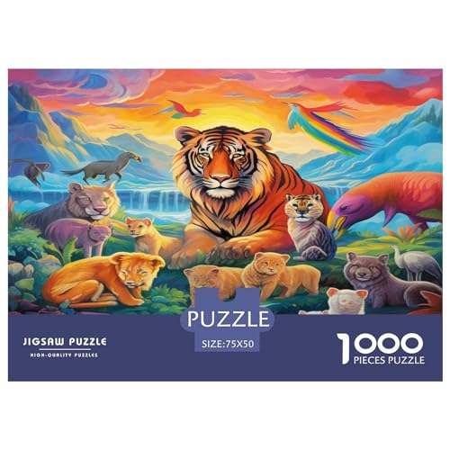 1000-teiliges Puzzle mit Tiertiger für Erwachsene, Teenager, Puzzles für Erwachsene, Puzzles zum Entspannen, Puzzlespiele, 1000 Teile (75 x 50 cm) von XJmoney