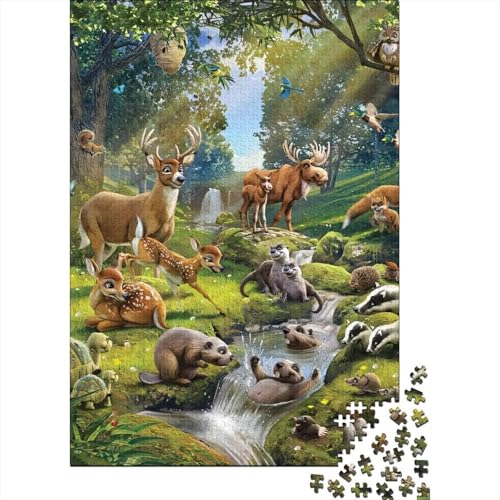 1000-teiliges Puzzle mit Waldtieren für Erwachsene und Teenager. Holzpuzzle, Spaß für die ganze Familie. Puzzle 1000 Teile (75 x 50 cm) von XJmoney