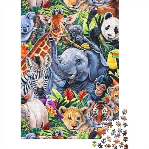 1000-teiliges Puzzle mit afrikanischen Tieren für Erwachsene, Holzpuzzles für Erwachsene, Puzzles, Wichtelgeschenke, 1000-teilig (75 x 50 cm) von XJmoney