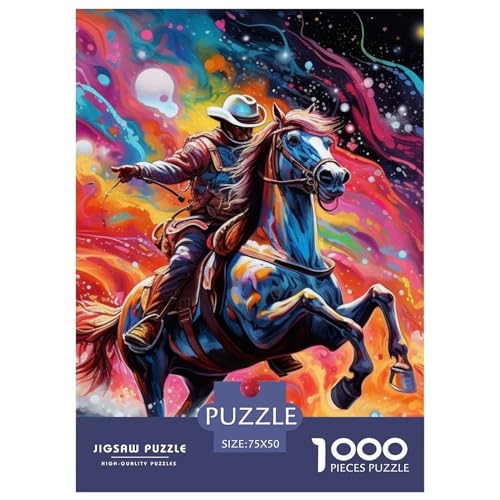 1000-teiliges Reitpferd-Puzzle für Erwachsene, Puzzle, Puzzle für Erwachsene, Lernspiele für zu Hause, DIY-Spielzeug, 1000 Stück (75 x 50 cm) von XJmoney