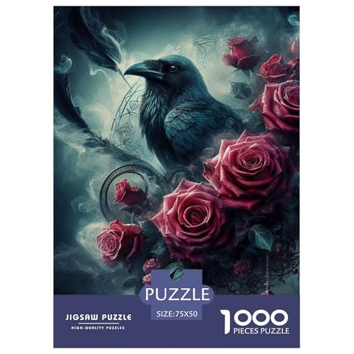 1000-teiliges Rosenkrähen-Puzzle für Erwachsene, schwieriges Puzzle für Erwachsene, Lernspiel, Herausforderungsspielzeug, 1000-teilig (75 x 50 cm) von XJmoney