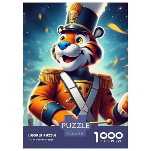 1000-teiliges Tiger-Trommel-Puzzle für Erwachsene, Holzpuzzle für Erwachsene und Teenager, Lernspielzeug, 1000 Teile (75 x 50 cm) von XJmoney