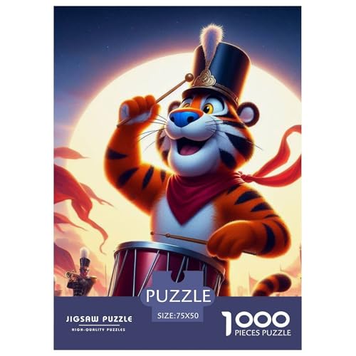 1000-teiliges Tiger-Trommel-Puzzle für Erwachsene, Holzpuzzles, Holzpuzzles für Erwachsene und Jugendliche ab 12 Jahren, 1000 Teile (75 x 50 cm) von XJmoney