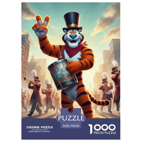 1000-teiliges Tiger-Trommel-Puzzle für Erwachsene, Puzzle, Puzzle für Erwachsene, Lernspiele für zu Hause, DIY-Spielzeug, 1000 Stück (75 x 50 cm) von XJmoney