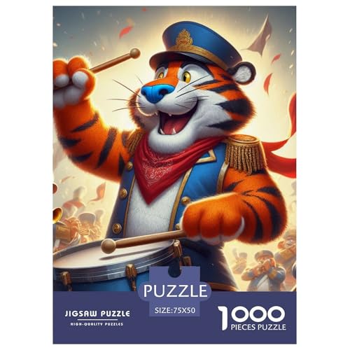 1000-teiliges Tiger-Trommel-Puzzle für Erwachsene, Puzzle für Erwachsene und Teenager, Erwachsene ab 14 Jahren, 1000 Teile (75 x 50 cm) von XJmoney