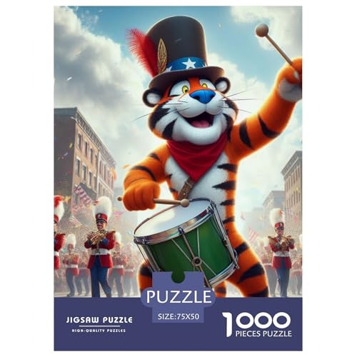 1000-teiliges Tiger-Trommel-Puzzle für Erwachsene Teenager, Puzzle für Erwachsene, Lernspiel für Erwachsene, 1000 Teile (75 x 50 cm) von XJmoney