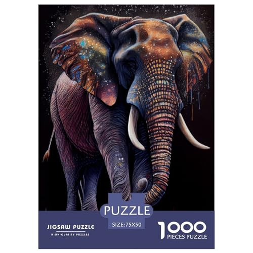 1000-teiliges künstlerisches Elefanten-Tier-Puzzle für Erwachsene, Puzzle für Erwachsene und Teenager, Lernspiel, 1000 Teile (75 x 50 cm) von XJmoney