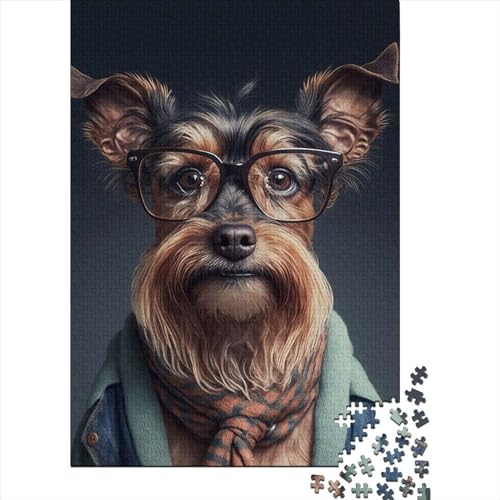 300-teiliger Hipster-Hund in Kleidung, 6 Puzzles für Erwachsene Teenager, Puzzle 300 Teile für Kinder und Teenager ab 12 Jahren (40 x 28 cm), Familie von XJmoney