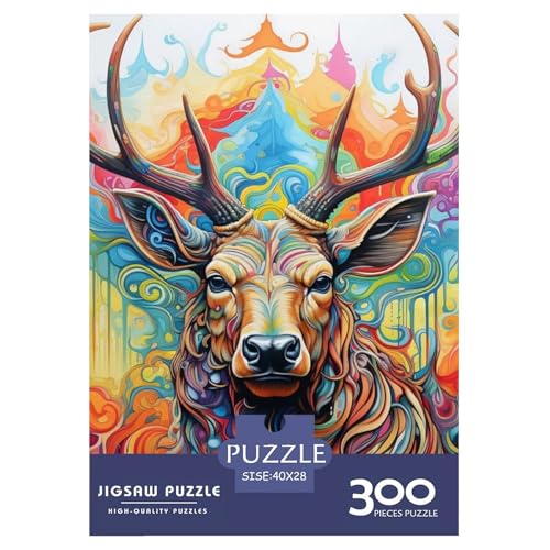 300-teiliger Kunst-Elch für Erwachsene, schwierige Puzzles, Puzzles für Erwachsene, Lernspiel, Herausforderungsspielzeug, 300 Stück (40 x 28 cm) von XJmoney